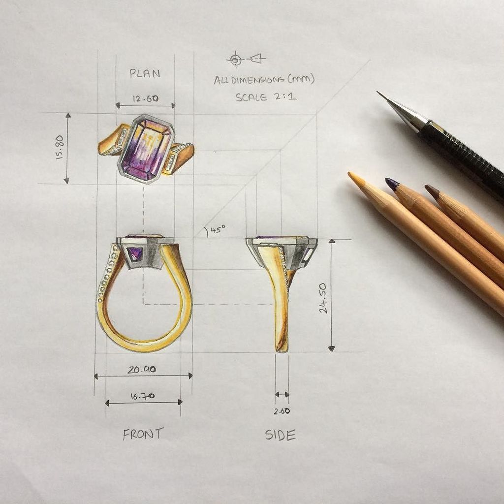 LE_JEWELLERY's tweet photo. #asketchaday ... found a #technicaldrawing of a #bespokering I designed ... #18ct #yellowandwhitegold with a lovely #ametrine and #diamonds 💍 #jewellerydesign #jewelleryrender #orthographicprojection #pencildrawing https://t.co/Lw2TqlCLXC https://t.co/aPDPuS0OzB