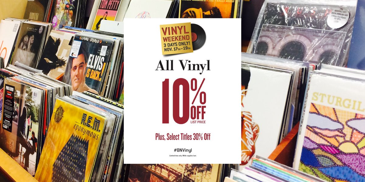 It's #vinylweekend! Save %10 off all #vinyl records and 30% off select vinyl! You can also pick up a #crosley turntable and speaker bundle for just $129.99! 🎸🎼🎤
 #vinyljunkie #vinylweekend #Alpharetta #ATL #BNVinyl