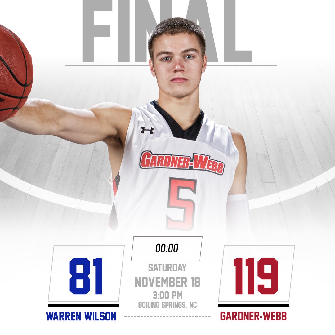 GWU_MBK's tweet photo. DOGS WIN!!! Gardner-Webb rolls to 119-81 win over Warren Wilson. Liam O'Reilly (24), Eric Jamison (21) and Nate Johnson (13) with new career-high scoring totals. Up Next: vs. Brevard (11/21) at 4:30 PM in Boiling Springs #WinTheDay https://t.co/MKUtCFDrpZ