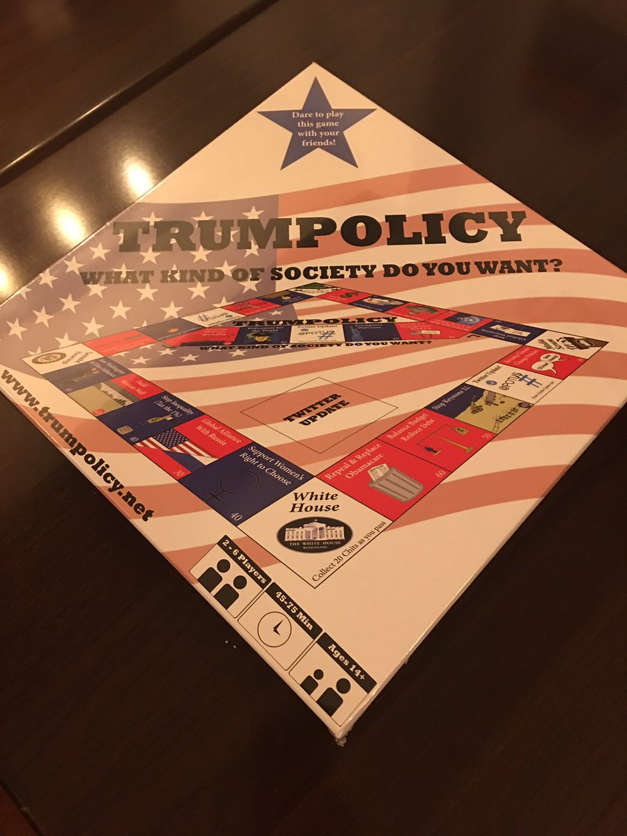 PlayHoboken's tweet photo. New to the game library courtesy of @TrumpolicyGame Thank you so much! Can't wait to give it a try tonight at our weekly community game night! #boardgames #gamecafe #trumpolicygame #newgame https://t.co/yx6jqOZBzL
