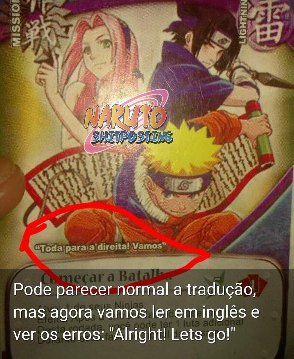 Naruto meme, traduzido do inglês para o português