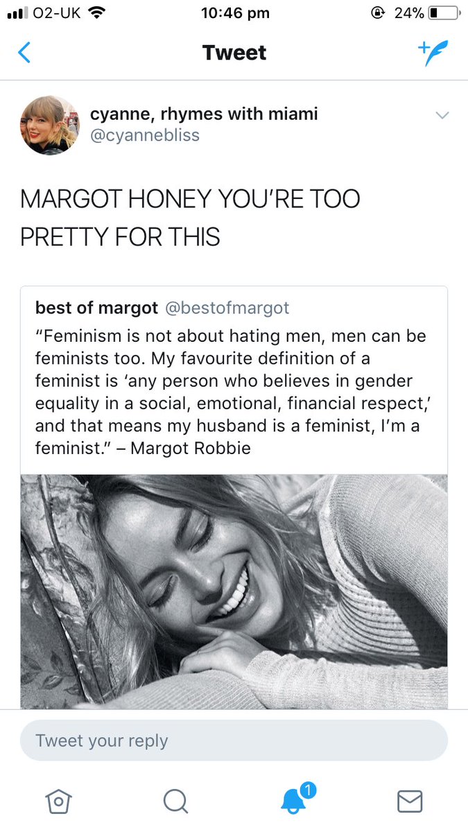 infamousmargot's tweet image. a woman?? wanting equality?? using her platform to make a difference?? trying to educate people on something we all need to realise?? not just sitting there being a “pretty” face?? oh my god: the horror!