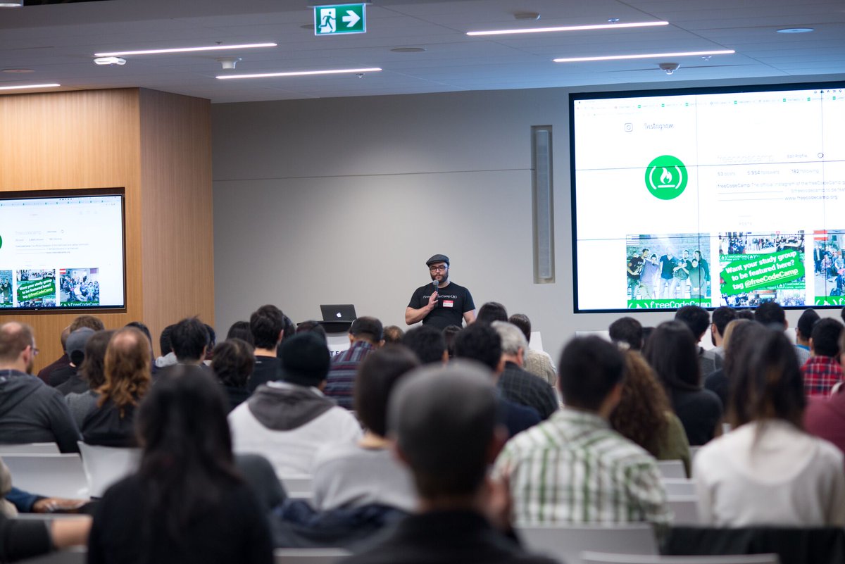 ka11away's tweet photo. @freeCodeCamp @Andrew_Char @izzydoesizzy @emilyjustinefan @ossia @hallaathrad @hlminh2000 @darcy @gringogidget Photos from #freeCodeConf Pt. 3 :)
#100DaysOfCode #freeCodeCamp #programming #learnToCode #tech #Toronto #TelusDigital #NodeSchool #NodeSchoolTO #Github #TechMasters #LighthouseLabs https://t.co/3kSley88CD