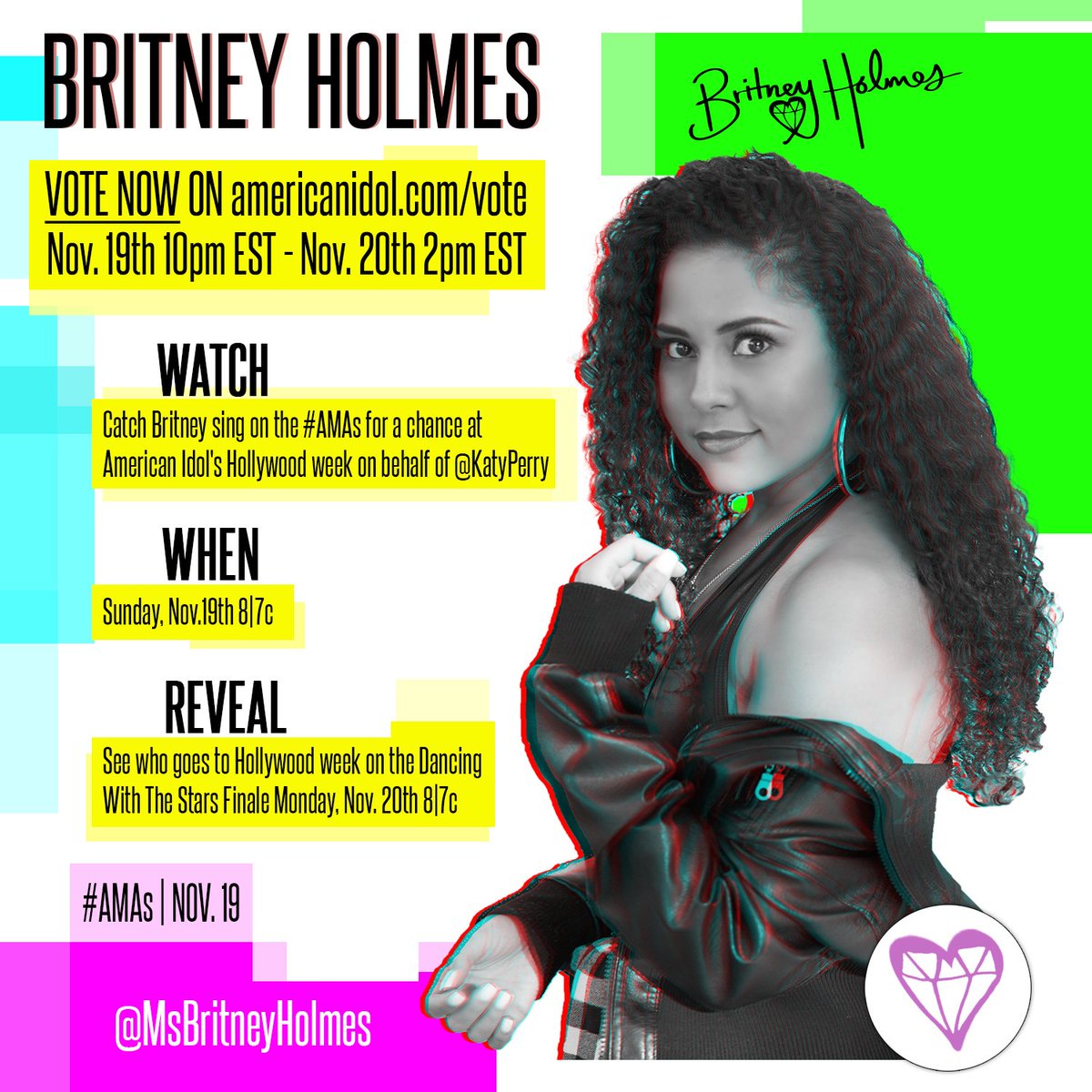 A friend of ours will be singing for a chance to appear on American Idol tomorrow night during the American Music Awards. If you like the way she sings, please give her your vote at  americanidol.com/vote   😁 #americanmusicawards #americanidol #DancingWiththeStars