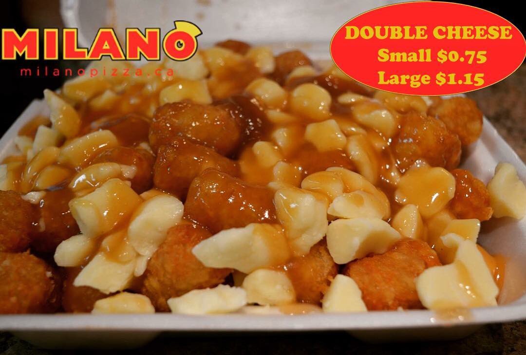milanopizza1's tweet photo. We've been making Poutine, before Poutinerie was a Thing! Try our #pompompoutine with Tater Tots instead of Fries &amp; Now get Double the cheese for half price😍
#Morecheeseplease @fromageriestalbertcheese #Curds #ottcity Ottawa 
https://t.co/lUN1zxDm2W https://t.co/ZrczpUstWJ