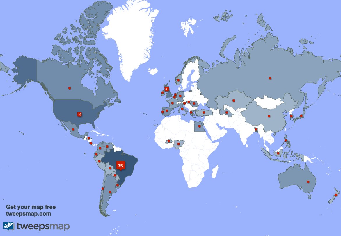 horansetlist's tweet photo. My followers live in Brazil (75%), USA(10%)... Get your free map: https://t.co/RzA6m2rOJP https://t.co/4ctVnHVUoU