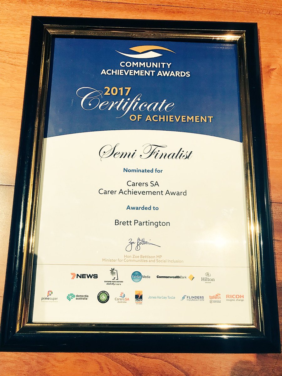 dementiaaust's tweet photo. Great night at SA Community Achievement Awards with Prof Derek Frewin, Jan Partington, Dr Margaret Frewin &amp; Brett Partington #sacaa https://t.co/zaaMgzQJCC