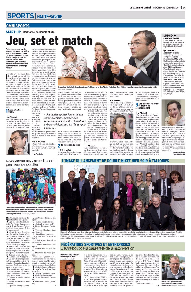 J'étais hélas en Corée pour le lancement de <a href="/2Mixte/">Double Mixte</a> 😭 mais j'ai rarement vu un projet aussi porteur de sens. #innovation sociétale et #sport. Bravo <a href="/JDemael/">Jean-Philippe Demael</a> ! A decouvrir dans notre futur JITEC de janvier.