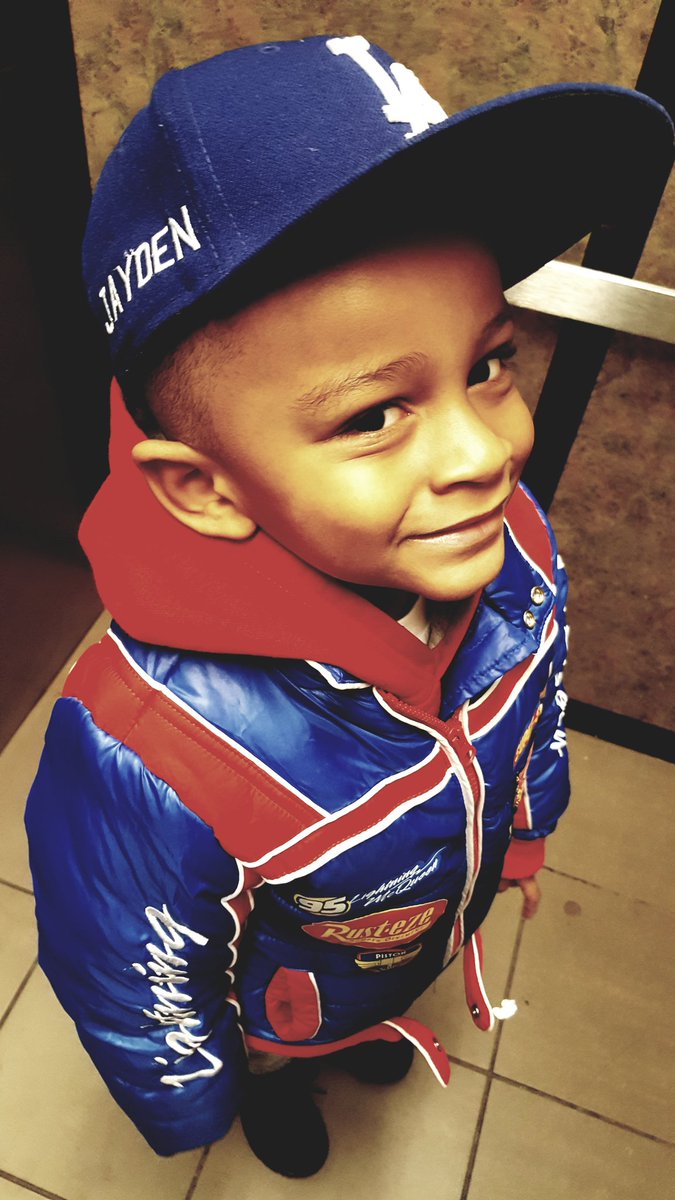 jaydenawest's tweet photo. It's cold outside now! Time to bundle up in my @pixarcars @DisneyPixar coat and @Dodgers hat.  #winterready https://t.co/7WUY8DCfDB