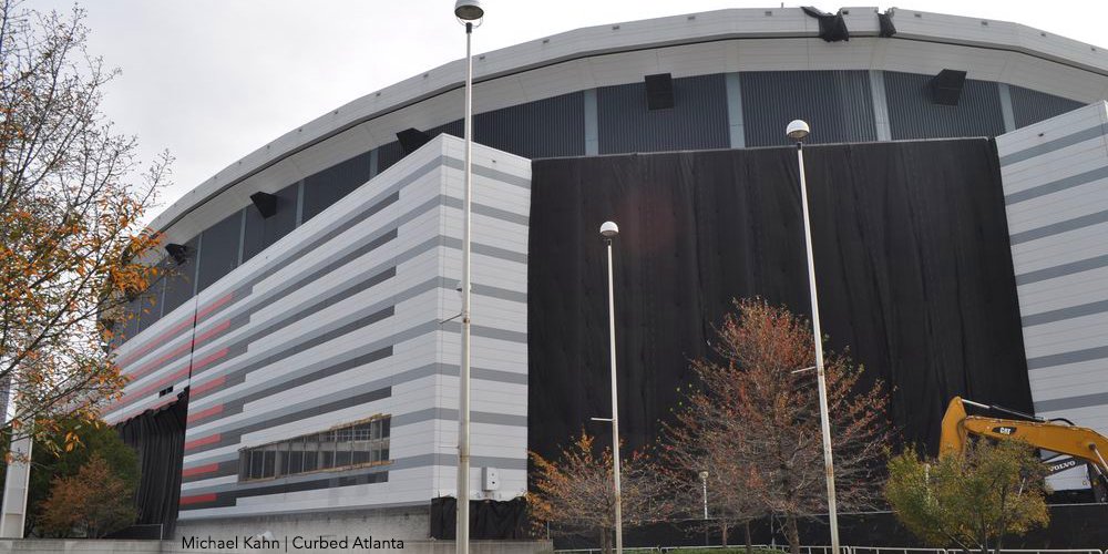 Nine15Midtown's tweet photo. Bid a fond #DomeFarewell ~ the @GeorgiaDome Implosion is this Monday 11/20 at 7:30am! Take a peek at the prep work and be ready for the road &amp; MARTA closures: https://t.co/TqqVUPry1R https://t.co/wwoA1hAveF