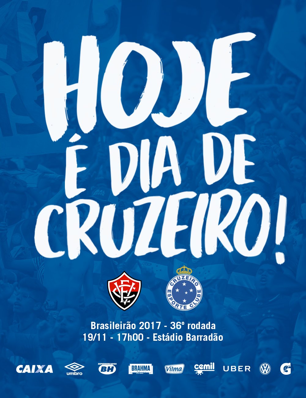 Cruzeiro Esporte Clube - AMANHÃ TEM #CRUZEIRO, NAÇÃO AZUL! 🔵⚪🦊 Vamos com  tudo para o jogo porque só os três pontos nos interessam. Bora buscar a  reabilitação no @Brasileirao! Bora jogar juntos