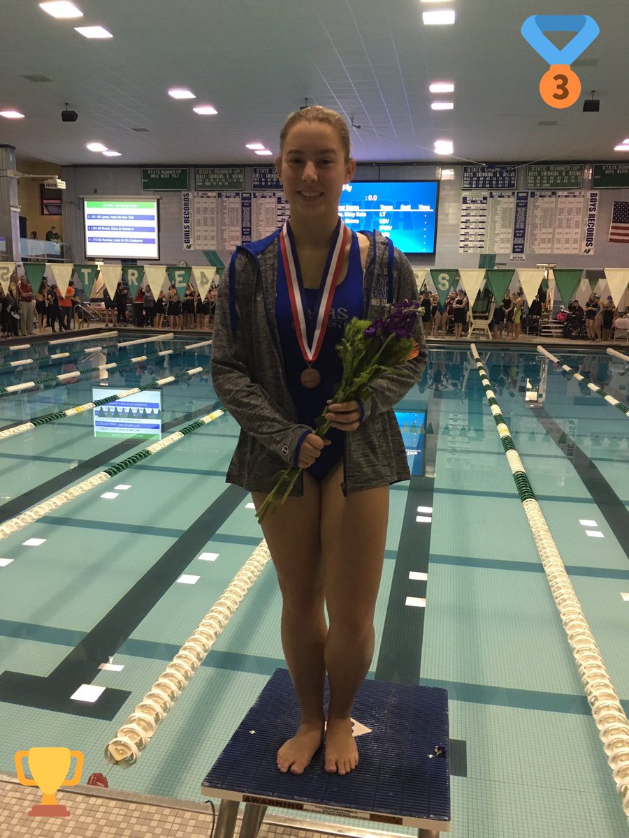 VHSwimDive's tweet photo. Congrats to sophomore diver Allison Landis on taking 3rd at today's @IHSAState Finals!! As a team, the Cougars scored 18 points and Ally earned 12 of them!! Way to go Ally! Congrats on a terrific season and making Vernon Hills history Ally!! 💙🤙🎉🏆 https://t.co/OBlBIjGuS5