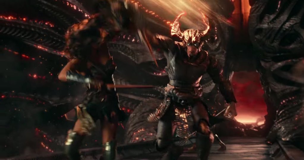 @JLAvSteppenwolf battles #Amazon #WonderWoman as He works to gather three <a href="/MotherBox_/">New Gods' Mother Box</a> and convert Earth's population into <a href="/Parademons_/">Darkseid's Parademons CΩmeth</a> for the glory of @DarkseidvsJLA. @JLvsSteppenwolf has lost only one battle; having been beaten thousands of years ago in the conquest for Earth.