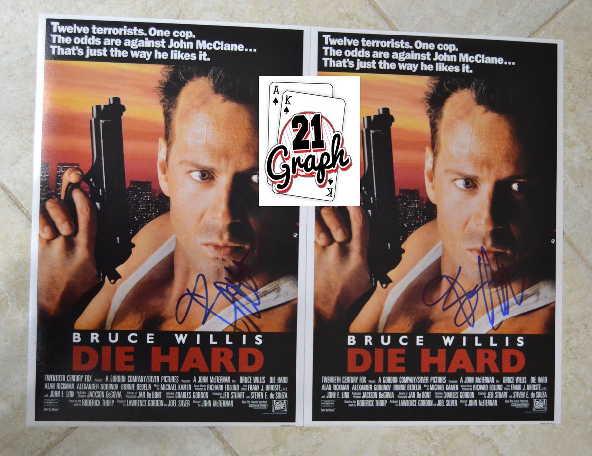 21Graph's tweet image. Thanks to Bruce Willis for signing these Die Hard posters for me this week.. Still one of my favorite movies... and yes, it's a Christmas movie. #DMV