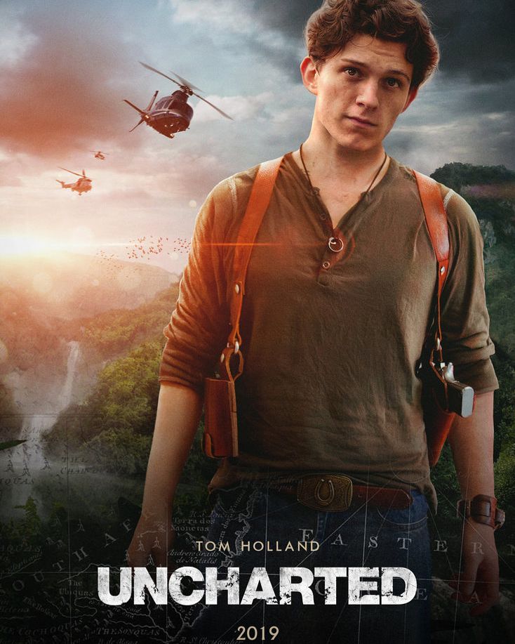 tom holland as nathan drake from uncharted, cinematic