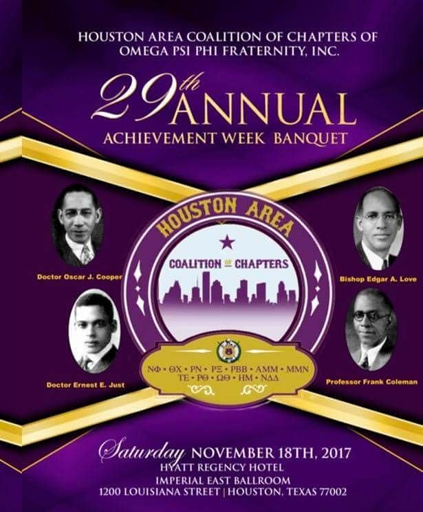 HoustonQues's tweet photo. Houston Area Coalition of Chapters 29th Annual Achievement Week Banquet #OmegaWeek2017 https://t.co/4YF4uZtkd4