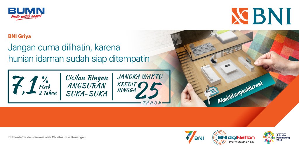 BNI's tweet photo. Miliki hunian idaman sekarang! Ada penawaran keren dgn cicilan ringan dari BNI di https://t.co/U8lHawLved #BNIGriya https://t.co/BQjK3L7BsV