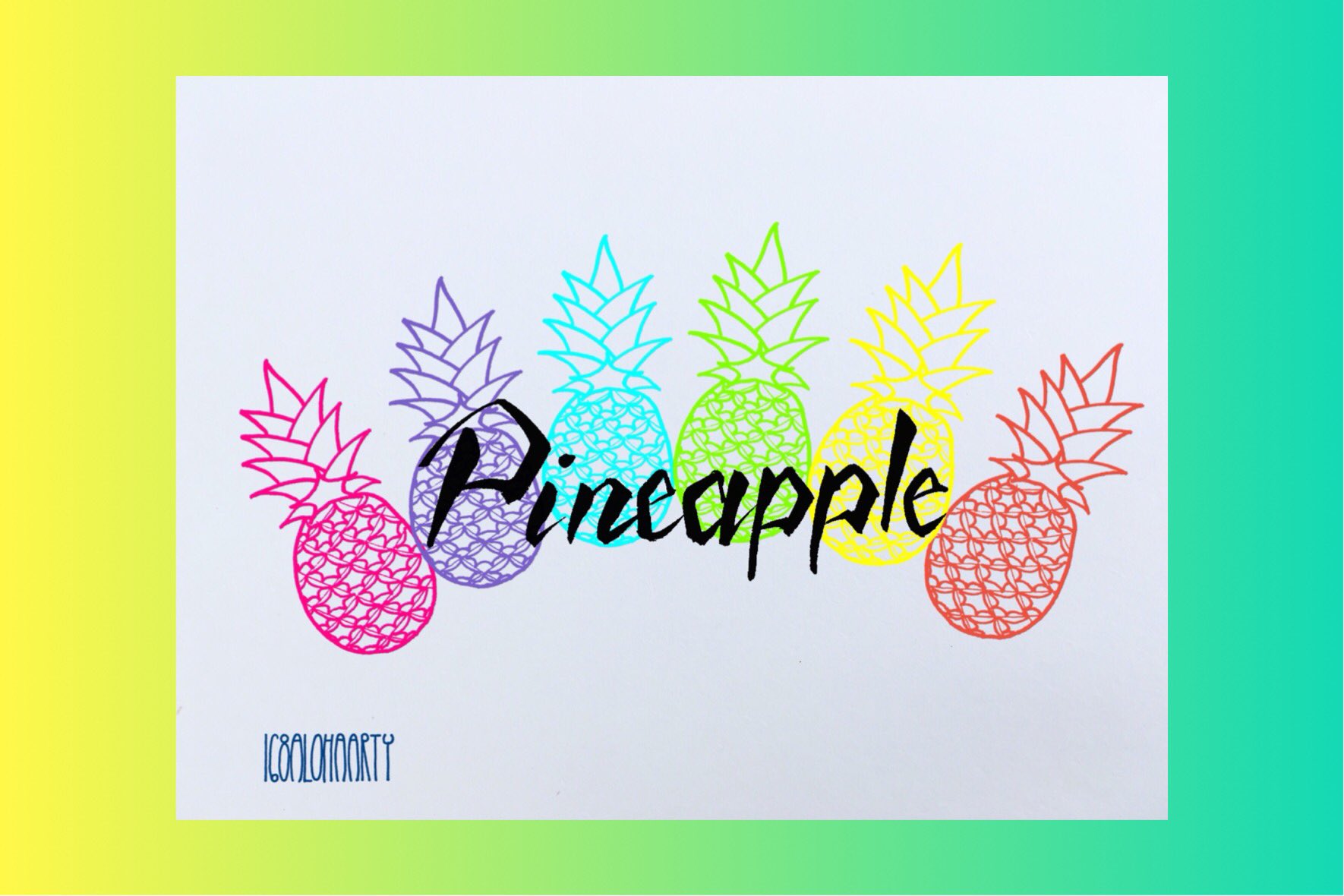 Twitter 上的 168alohaarty ハワイでレタリング Pineapple パイナップルのイラストにスターを入れてみた Aloha アロハ Hawaii ハワイ Mahalo マハロ Calligraphy 筆文字 Illustration イラスト Pineapple パイナップル Hawaiianfruit ハワイの果物
