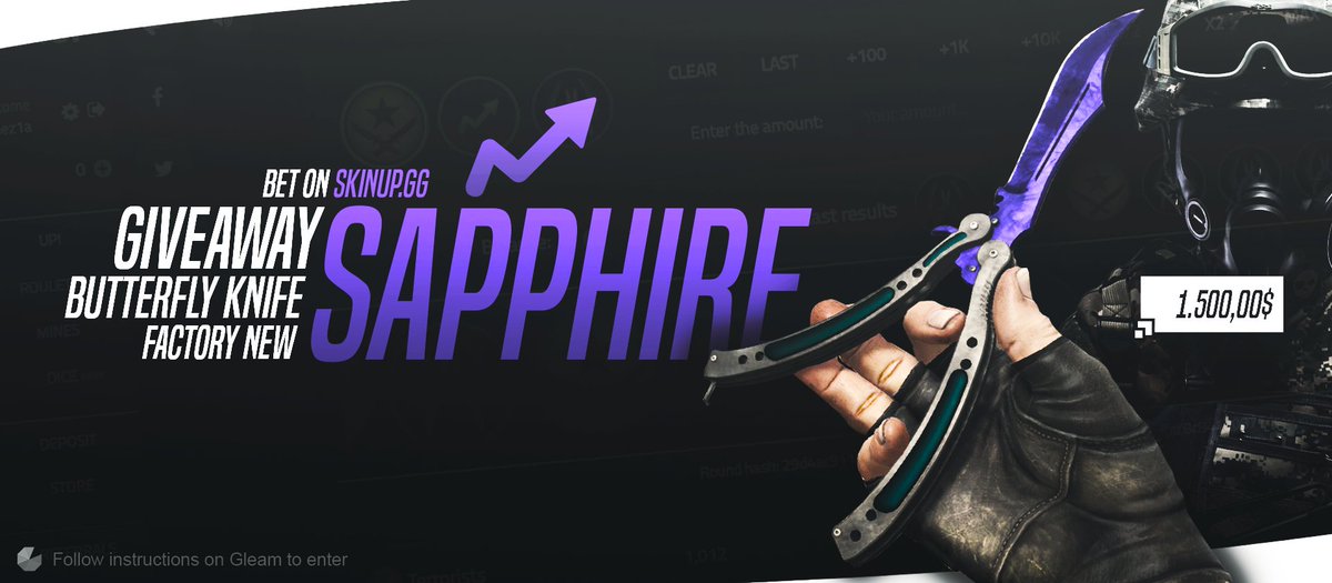 skinupgg's tweet photo. BUTTERFLY KNIFE SAPPHIRE ($1500 WORTH) GIVEAWAY 

TO ENTER
➡️ RETWEET &amp; FOLLOW
➡️ VISIT GLEAM PAGE - https://t.co/hV8aDI44qp

GOOD LUCK💞 https://t.co/vRiPnlg3MD