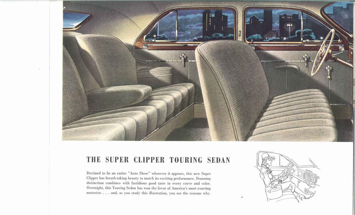 Mercomatic's tweet photo. These prestige #Packards's were offered as a 2- door Club Sedan or 4-door Touring Sedan; interiors are masterpieces of understated elegance https://t.co/TpQhyre5dx