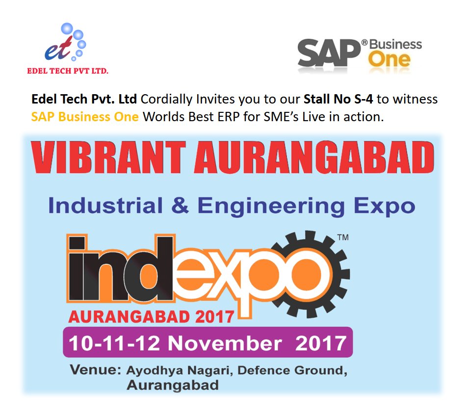 anil_marali's tweet photo. Edel Tech @Narahari_ET showcasing #SAPBusinessOne powered #ERP solutions for #SmallIndustries #SMEs at #IndExpo #Aurangabad #SAP @SAPIndia https://t.co/jGBFOjzpQQ