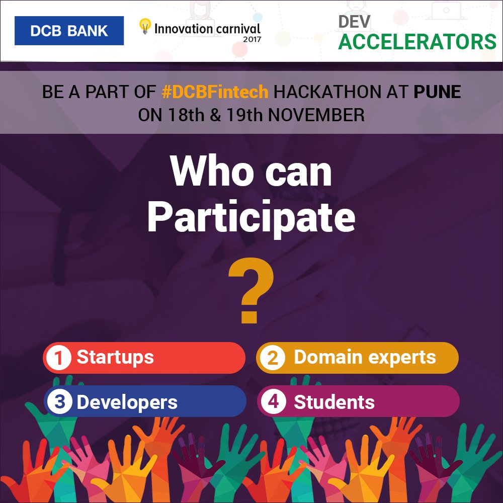 DCBHackathon's tweet photo. Wondering if you can participate in this #Hackathon or not??

 Register today: https://t.co/BFvdZ0xEkE #DCBFintech

#PuneHackathon #Pune https://t.co/MaClt0JEEh