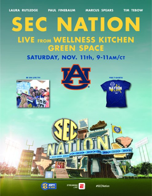 IMPACT_Auburn's tweet photo. SEC Nation is headed to the plains this Saturday! #SECNation RT to help us win a chance to tailgate with them! https://t.co/ME9DwOeBaG