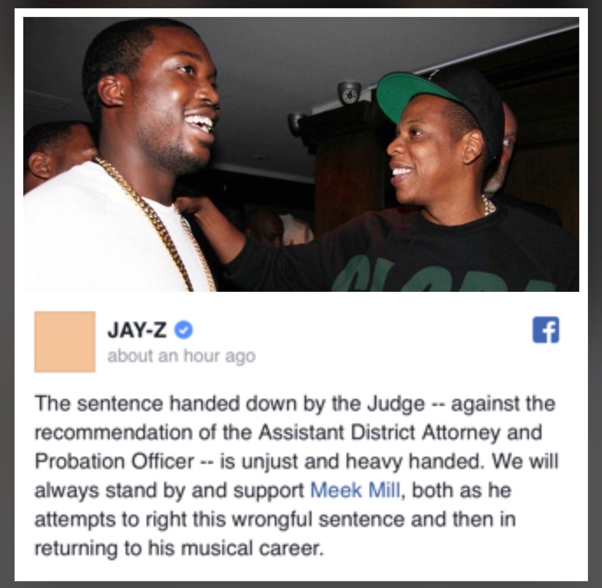 Chuck Jigsaw Creekmur Jay Z Comments On Meek Mill S 2 4 Year Sentence In State Prison T Co Mnhaowhx0a Twitter