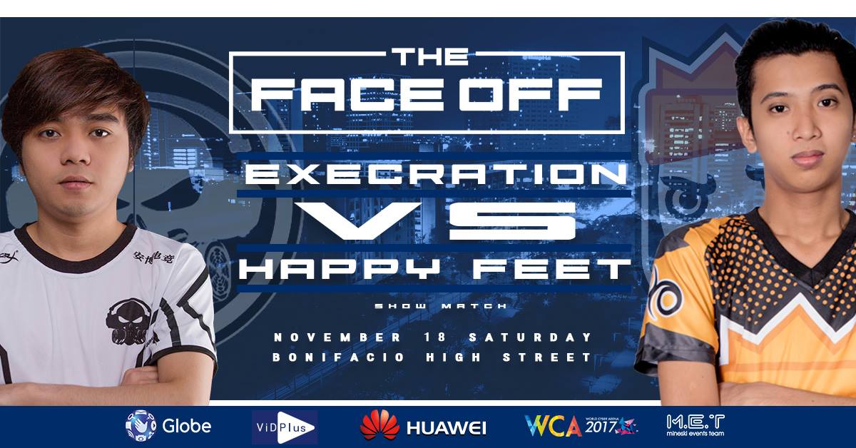 WorldCyberArena's tweet photo. We are hold a Face Off between @ExecrationGG and @HappyfeetDota2 event at 2pm 18th Nov 2017 @ ActivityCenter, Bonifacio High St, Taguig. https://t.co/BwbJwEIOmG