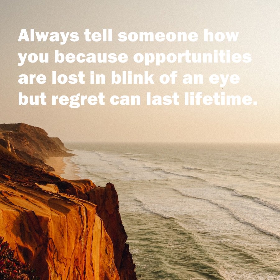 relationskey's tweet image. Always tell someone how you because opportunities are lost in blink of an eye but regret can last lifetime.
#relationships