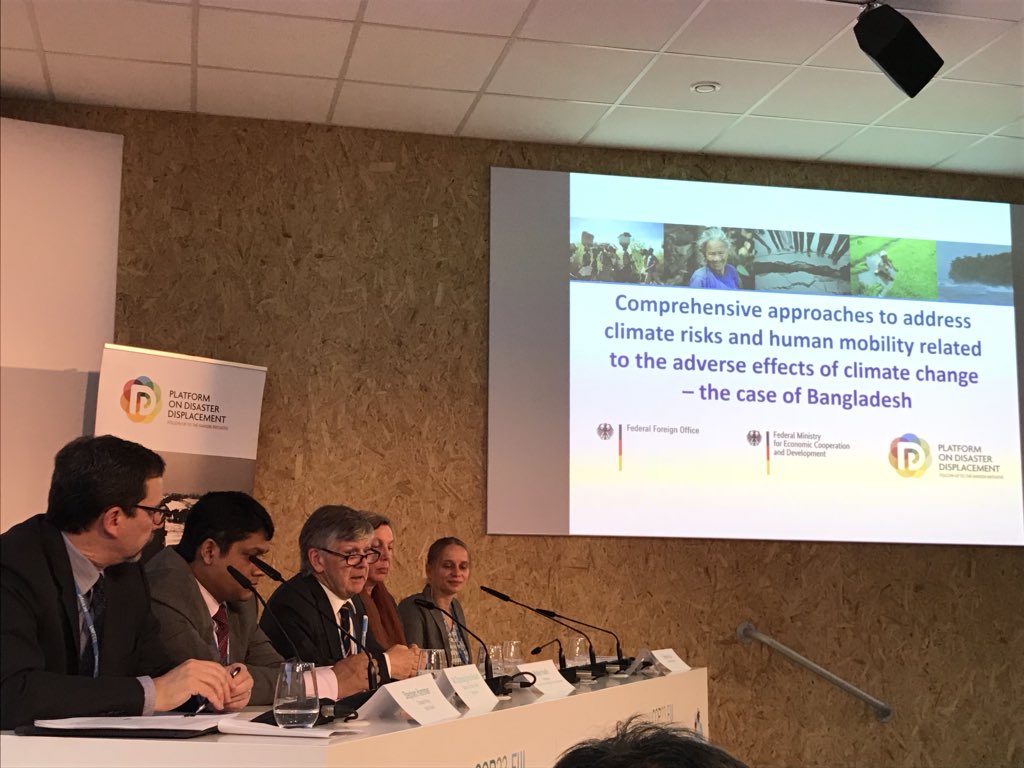 EricaRBower's tweet photo. At #COP23 @wakaelin: planned relocation can be #climate adaptation strategy, but must be rights based. See toolbox: https://t.co/OH6BANt6BT https://t.co/uy8Zbk098D