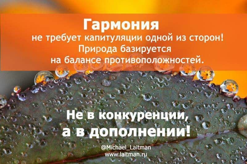 Michael_Laitman's tweet photo. Гармония не требует капитуляции одной из сторон!
Основа Природы - баланс противоположностей. Не конкуренция,а дополнение! #Motivation #qoute https://t.co/VsAmpy6FHG