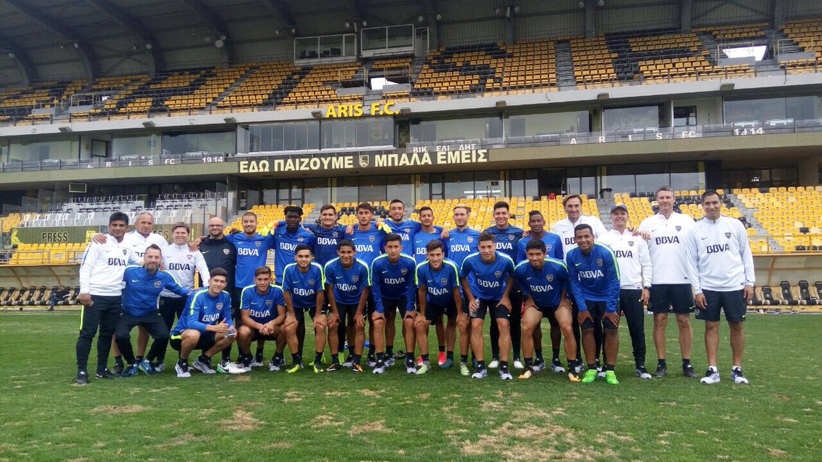 BocaJrsOficial's tweet photo. #Reserva Los chicos de Schiavi hicieron su 1er. entrenamiento en Salónica, Grecia, y mañana enfrentan al Aris en un amistoso internacional. https://t.co/t0howl92da