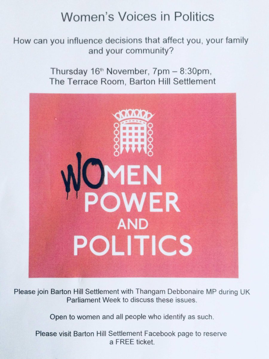 Invite to local women of Ashley, Easton and Lawerence Hill to attend 'Women's Voices in Politics' @BHillSettlement <a href="/somaliforum/">Bristol Somali Forum</a> <a href="/Ujimaradio/">Ujima Radio</a>