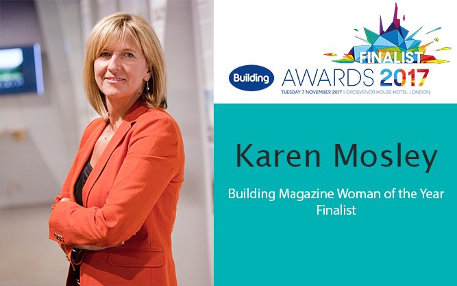 Good luck to our Woman of the Year Finalist, @karensmosley at tonight's @buildingawards #buildingawards