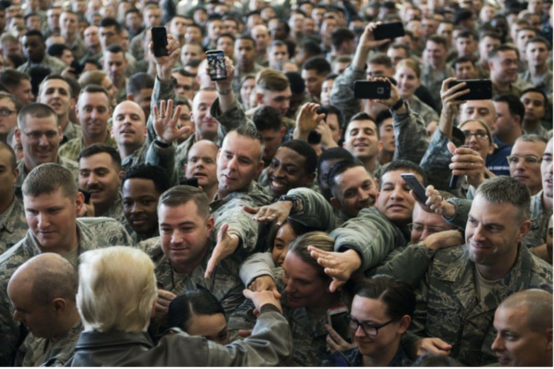 This is our military with THEIR Commander in Chief.

May God bless them, our country and <a href="/realDonaldTrump/">Donald J. Trump</a>!