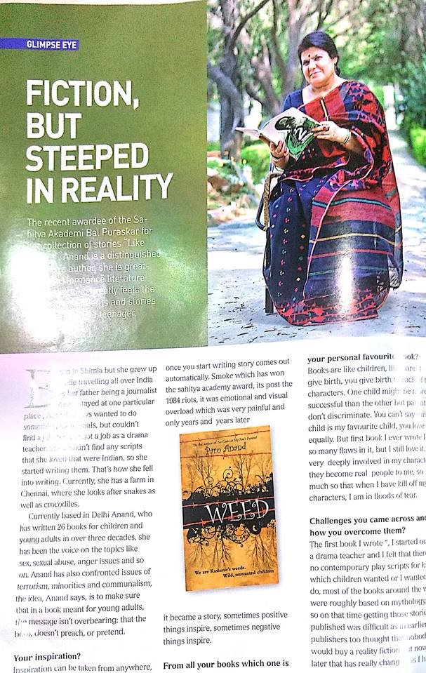 ParoAnand's tweet photo. "Inspiration can be taken from anywhere, once you start writing story comes automatically." #GlimpseMagazine https://t.co/pAcHXNPSFs