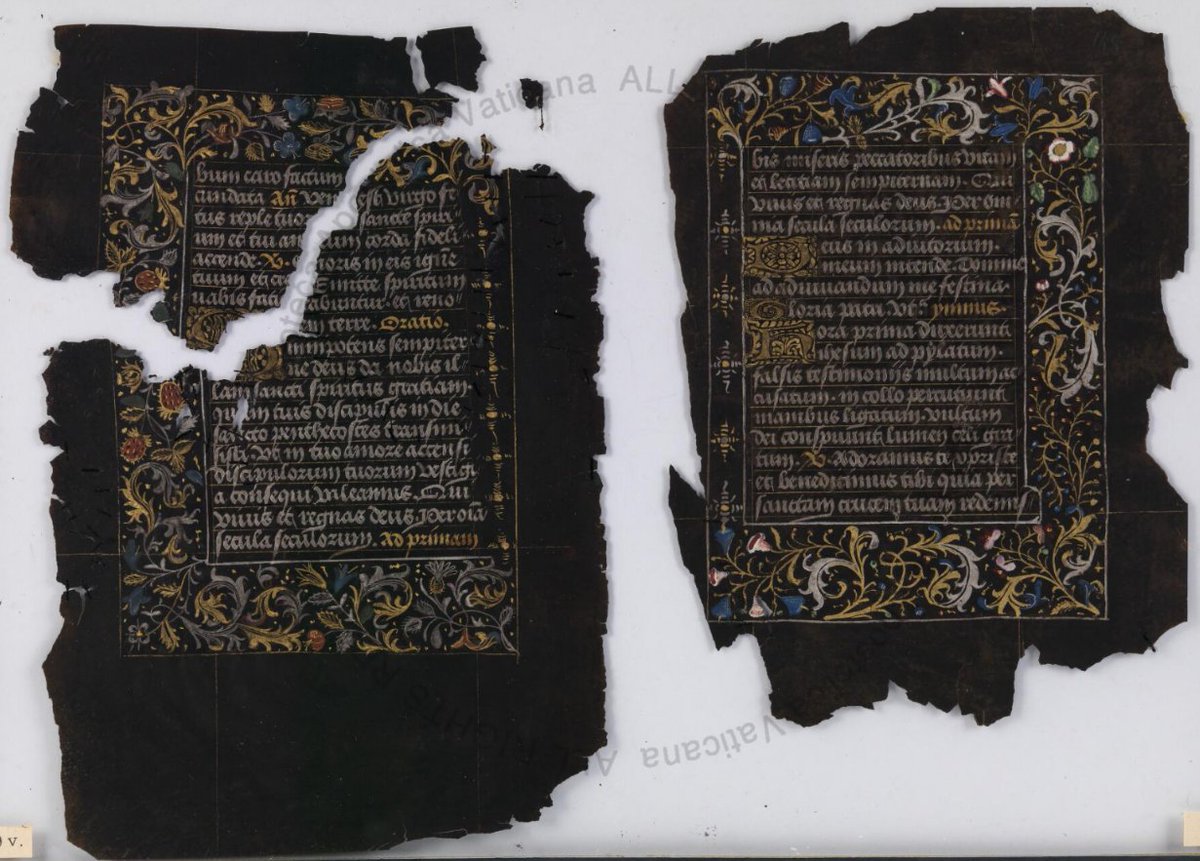 DigitaVaticana's tweet image. Vat. lat. 9488: Book of hours, black parchment. #LibRarities ➡️digi.vatlib.it/view/MSS_Vat.l…