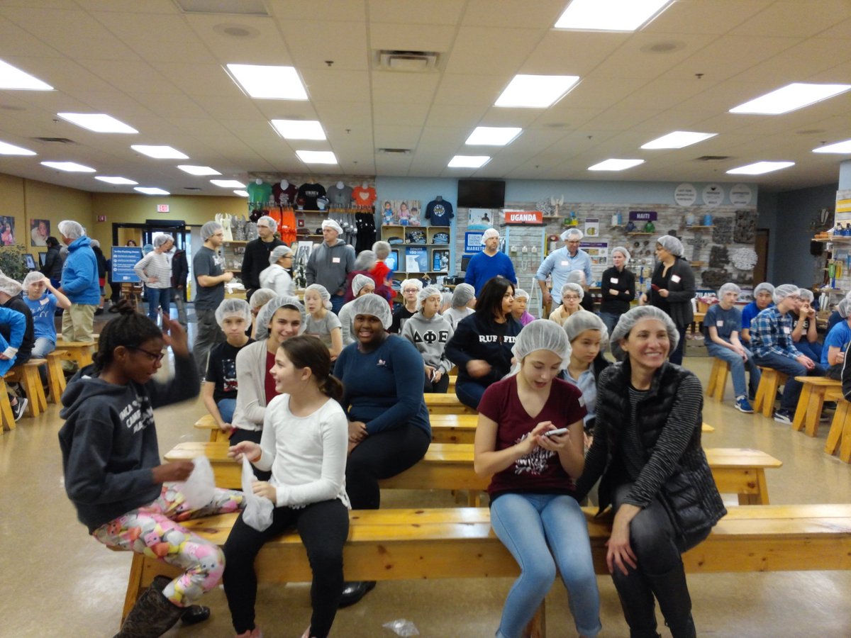 ICSJParish's tweet photo. Our RE community served at Feed My Starving Children,  Libertyville this weekend. Look how much we packed! I hear hairnets may be stylish. https://t.co/k7V9PGfgdG