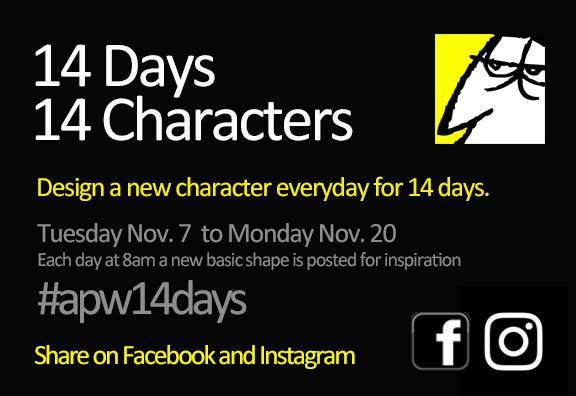 14 Days 14 Characters starts today.  Design a new character each day for 2 weeks.  Based on the daly gesture.  Good luck!  #characterdesign