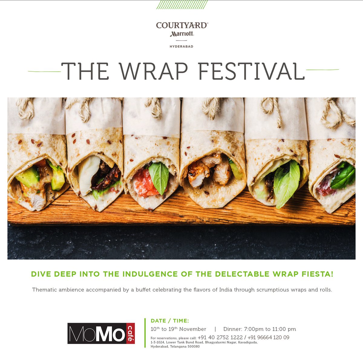 HydMarriott's tweet photo. #CourtyardHyderabad brings you the #WrapsFestival starting November 10. #WrapItUp #WrapsAndRolls #Marriott https://t.co/tA40FxEpDs