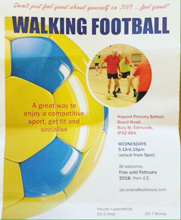 Wednesday walking football Bury St Eds Howard Primary School 🏃🏻⚽️#sportforall #walkingpsports @AC_Leisure <a href="/BuryTownFC/">Bury Town FC</a> <a href="/BTFCsupporters/">BTFC Supporters Club</a>