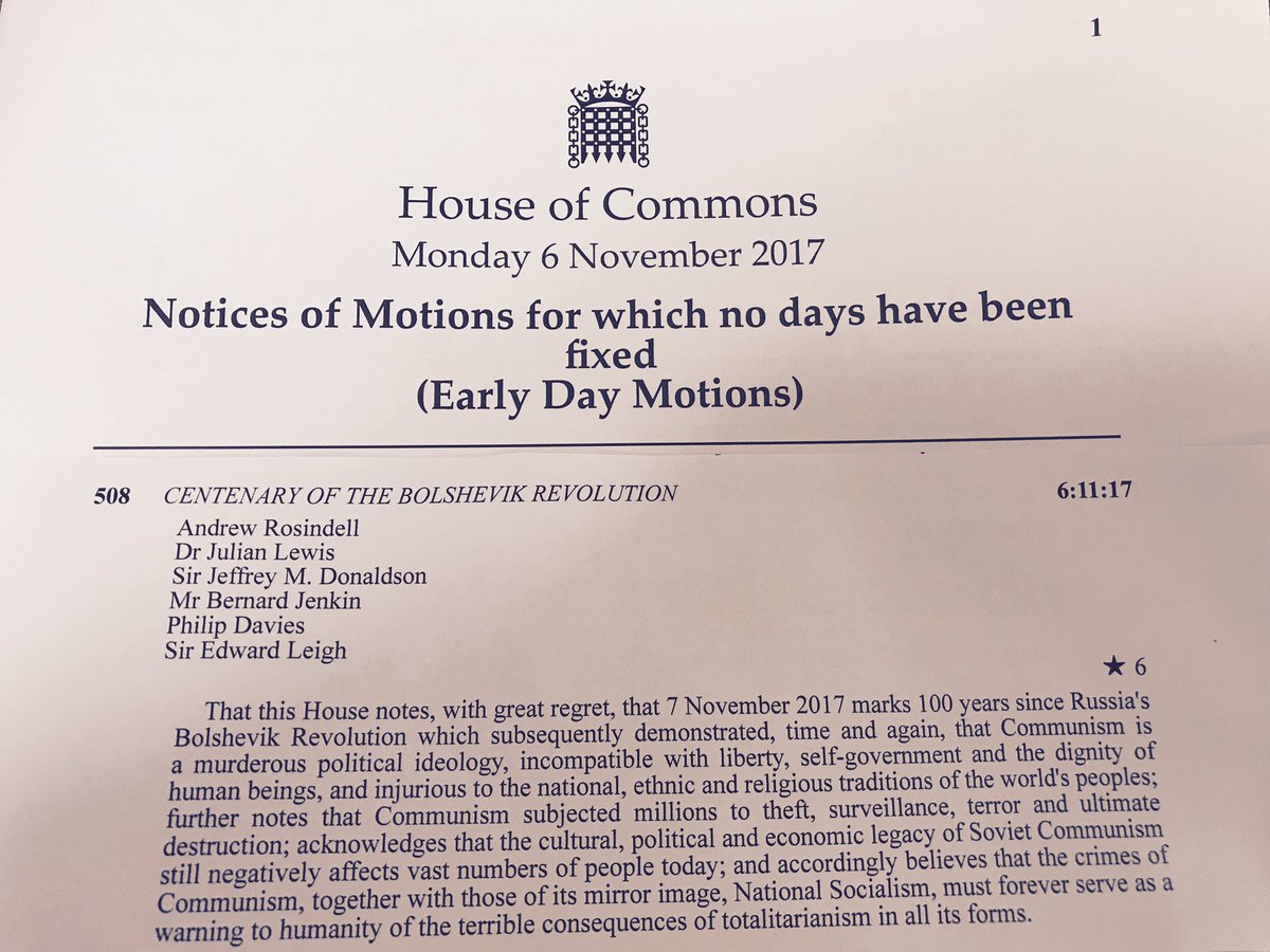 AndrewRosindell's tweet image. I've sponsored an EDM condemning Communism for the murderous ideology that it is, on this 100 years since the Bolshevik Revolution.