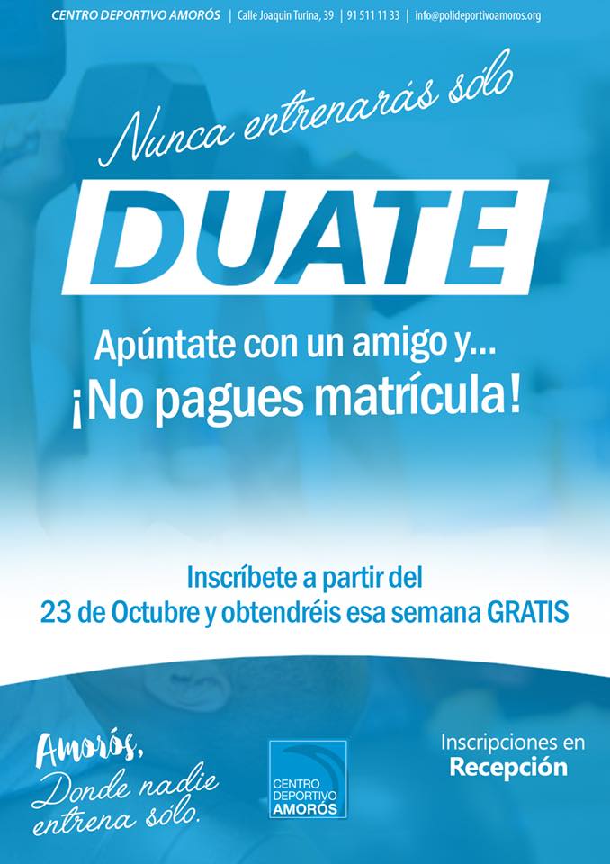 deporamoros's tweet photo. Apúntate este mes con un amigo y no pagues matrícula...!.
#duate https://t.co/Pv7gIs9tz1