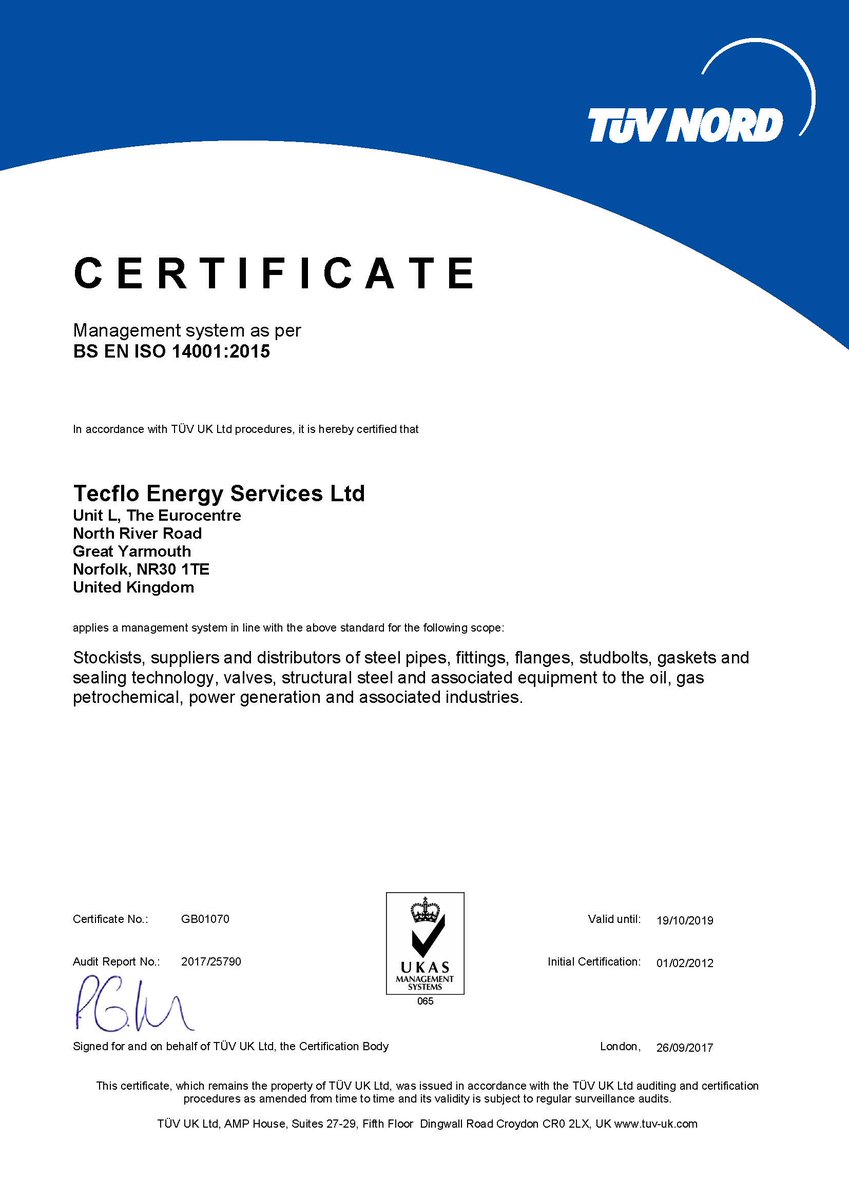TecfloEnergySer's tweet photo. Tecflo are fully certified in Quality, Environmental and H&amp;S management systems. @TUVNordUK https://t.co/D53CQAFsXw