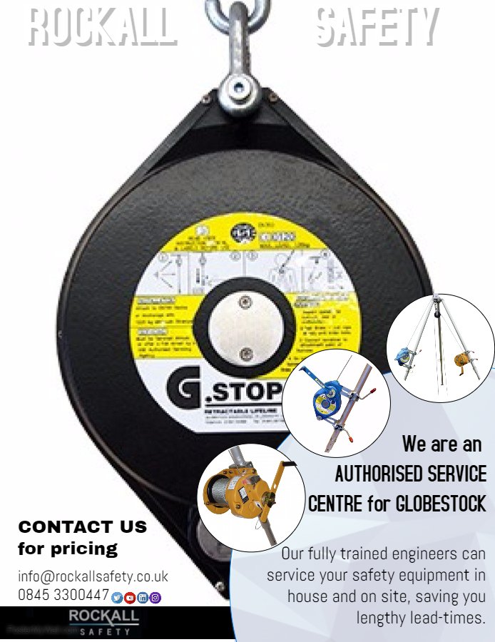 RockallSafety's tweet photo. We #service a complete range of #safety equipment
@Globestock_Ltd #gstop #gsaver #winches #fallarrest #harness #tripod #confinedspace https://t.co/Q1yP0hwsPk