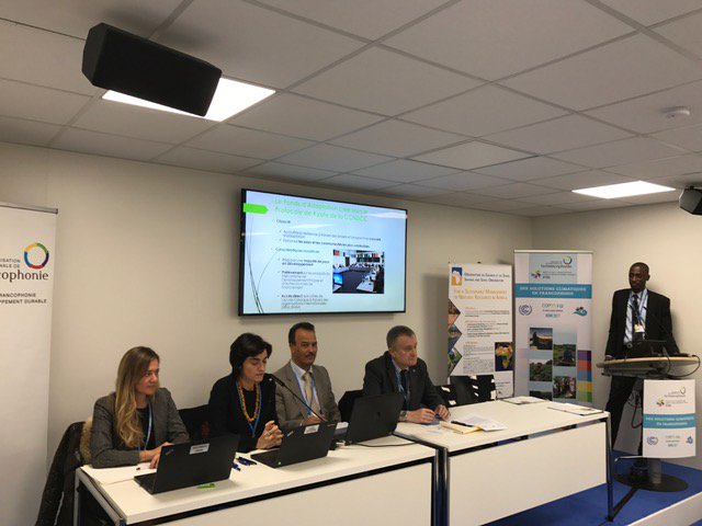 adaptationfund's tweet photo. Francophonie #COP23 side event now hosted by #AdaptationFund &amp; @IFDD_OIF in OIF-IFDD Pavilion on reducing reg'l vulnerability in vuln cmties https://t.co/CAbWTGZ6sH