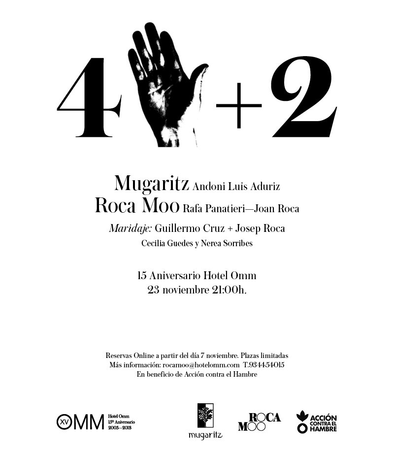 ¡4 manos #Mugaritz -Roca Moo! 23 de noviembre en el #rocamoo #hotelomm ¡Haz tu reserva! goo.gl/Lmdiou