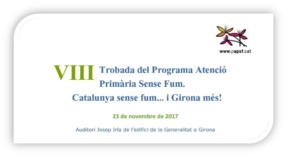 bibliotecasalut's tweet photo. Recordeu! 23 novembre tindrà lloc la VIII Trobada del Programa #AtencióPrimària #senseFum a Girona Programa: https://t.co/tOlLf2BAHe  #PAPSF https://t.co/YL6kf2w9vd