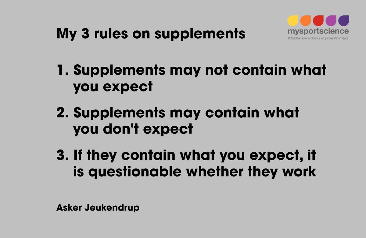 Jeukendrup's tweet photo. My 3 rules on supplements https://t.co/B6Vc4KJU5v